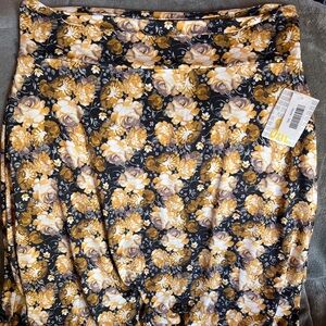 LuLaRoe Black and Gold Floral Mini Skirt